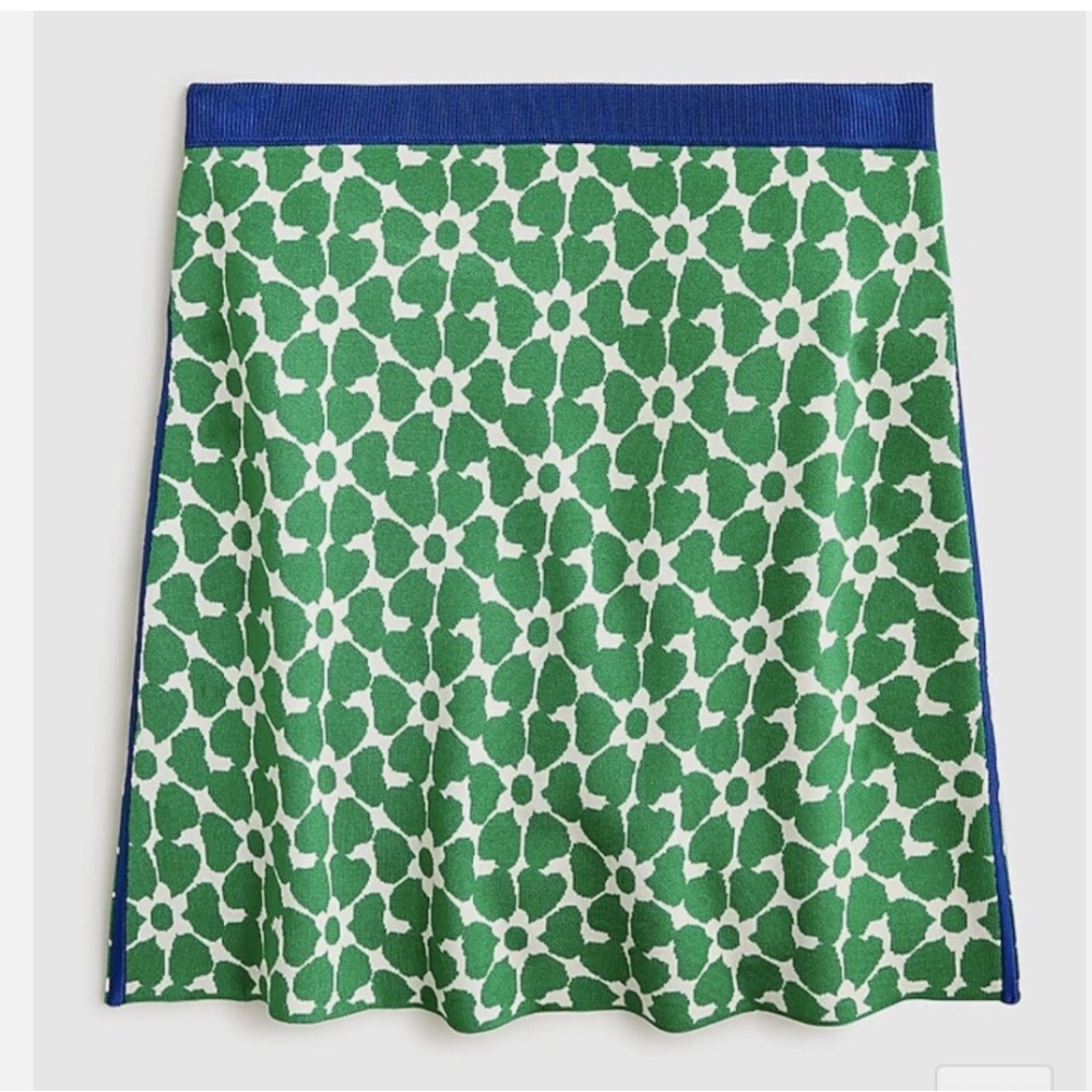 NWT J. CREW KNIT JACQUARD PRINT MINI W/ CONTRAST. S